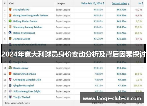 2024年意大利球员身价变动分析及背后因素探讨